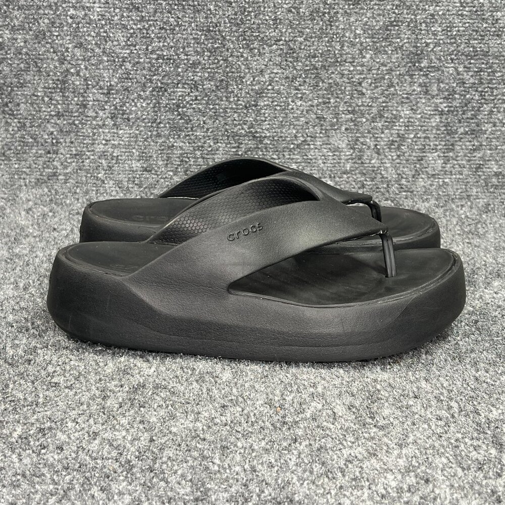 Crocs Getaway Platform Flip Flops Women's 6 Black Athletic Summer‎ Beach Sandals